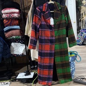 English Factory Multicolor Plaid Trench Coat